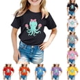 thumbnail image 1 of Girls T Shirts Toddler Ocean Animal Graphic Tee Short Sleeve Round Neck Soft Girls Tops Yellow 3-4 Years, 1 of 4