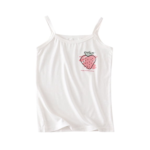 Girls T Shirts Trendy Girls Toddler Camisole Cute Print Tank Top Undershirt Super Soft Breathable Kids White T Shirt,Size 5 Years-6 Years