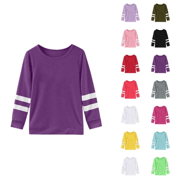 Girls T Shirts for Children Crew Neck Long Sleeve Top Classic Girl Clothes Comfortable Cotton Blend for Everyday Wardrobe Essentials