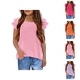 thumbnail image 1 of Girls T-Shirts with Wavy Sleeves Summer Crew Neck Short Sleeve Tops Casual Fashion Plain T Shirt Stylish Basic Tees for Everyday Activities, 1 of 6