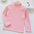 thumbnail image 1 of Girls T shirts Long Sleeve Crewneck Solid Color Tops Fall Winter Warm Casual Inner Layering T-Shirts for Girls Size 3-4Y, 1 of 3