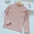 thumbnail image 1 of Girls T shirts Long Sleeve Crewneck Solid Color Tops Fall Winter Warm Casual Inner Layering T-Shirts for Girls Size 4-5Y, 1 of 3