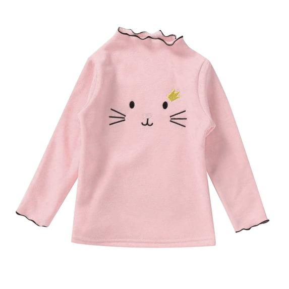 Girls T shirts Long Sleeve Turtleneck Embroidery Detail Solid Color Tops Cute Casual Fall T-Shirts for Girls Size 3-4Y