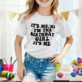 thumbnail image 1 of Girls T shirts Short Sleeve Crewneck Birthday Letter Print Graphic Tees Summer Loose Casual Party T-Shirts for Girls Size 4-5Y, 1 of 4