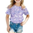 thumbnail image 1 of Girls T shirts Short Sleeve Crewneck Butterfly Print Graphic Tees Casual Soft Comfortable T-Shirts for Girls Size 3-4Y, 1 of 3