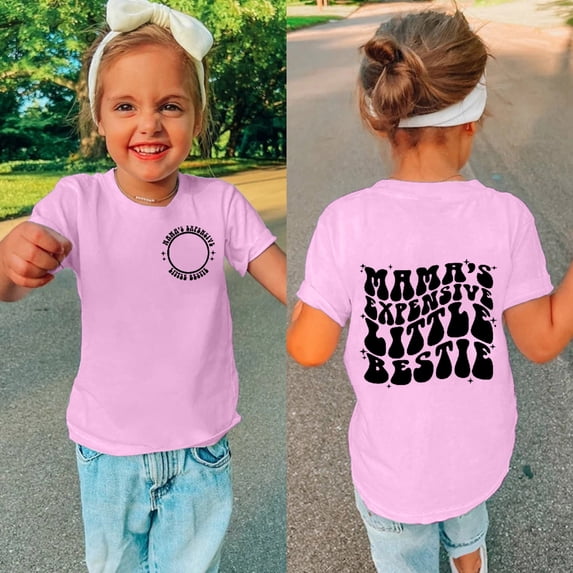 Girls T shirts Short Sleeve Crewneck Fashion Letter Print Graphic Tees Casual Loose T-Shirts for Girls Size 2-3Y