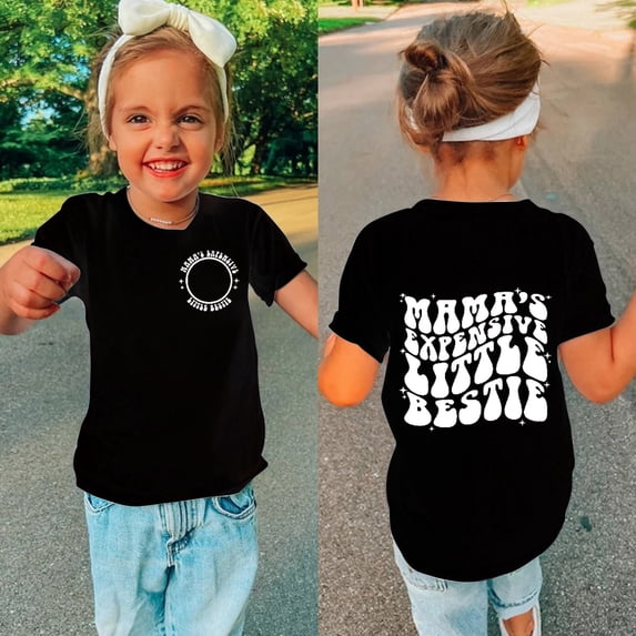Girls T shirts Short Sleeve Crewneck Fashion Letter Print Graphic Tees Casual Loose T-Shirts for Girls Size 3-4Y