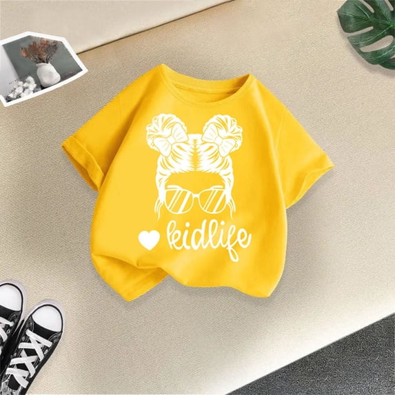 Girls T shirts Short Sleeve Crewneck Fashion Print Graphic Tees Casual Stylish Summer T-Shirts for Girls Size 9-10Y