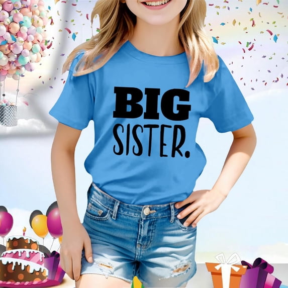 Girls T shirts Short Sleeve Crewneck Graphic Tees Letter Print Summer Casual Comfortable Everyday Wear T-Shirts for Girls Size 6-7Y