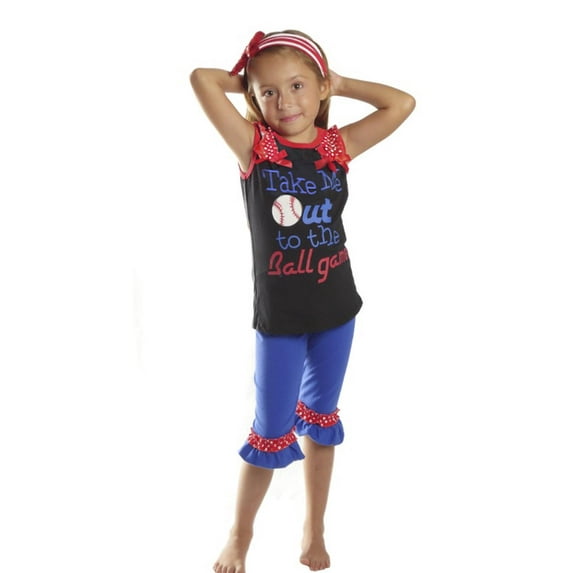 Girls Take Me Out to The Ball Game Two Piece Set, Ball Game, Size: 2T, ForeverSun