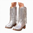 thumbnail image 1 of Girls Tall Boots Low Heel Children Mid Calf Western Cowboy Party Boots for Girls Daily, 1 of 9