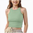 thumbnail image 1 of Girls Tank Top Crewneck Sleeveless Top Solid Color Summer Kids Gymnastics Clothes Mint Green 13-14 Years, 1 of 4