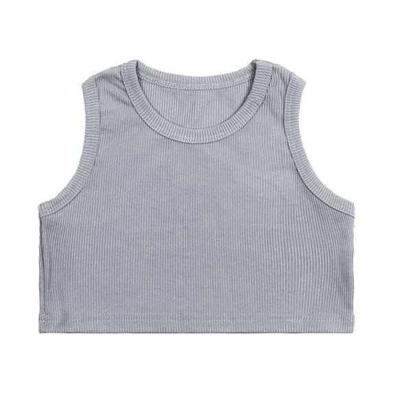 Girls Tank Tops Girls Undershirts Sleeveless Cotton Racerback Crop Dance Tank Tops for Gymnastics Ballet,Color Grey,Size 3-4 Years