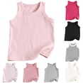 thumbnail image 1 of Girls Tank Tops Kids Athletic Ribbed Summer Sleeveless Pink Tops School Workout Running Sports Outfits Basic Camisole 5-6 Years, 1 of 4