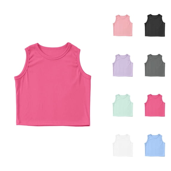 Girls Tank Tops Kids Athletic Tank Ribbed Knit High Neck Crop Tops For Gym Yoga