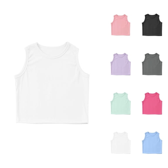Girls Tank Tops Kids Athletic Tank Ribbed Knit High Neck Crop Tops For Gym Yoga