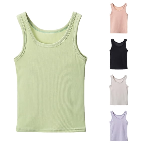 Girls Tank Tops Lightweight Breathable Green Sleeveless UPF 50+ Quick Dry Kids Athletic Shirts Sports Dance Workout Tops 7-8 Years