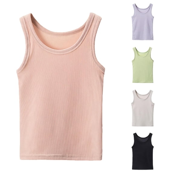 Girls Tank Tops Lightweight Breathable Pink Sleeveless UPF 50+ Quick Dry Kids Athletic Shirts Sports Dance Workout Tops 11-12 Years