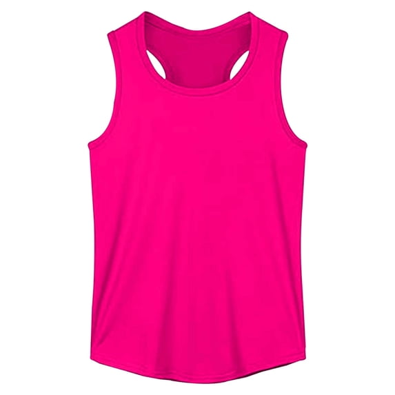Girls Tank Tops Racer Back Tanks Wide Straps Athletic Tank Tops for Girls Hot Pink 11-12 Years
