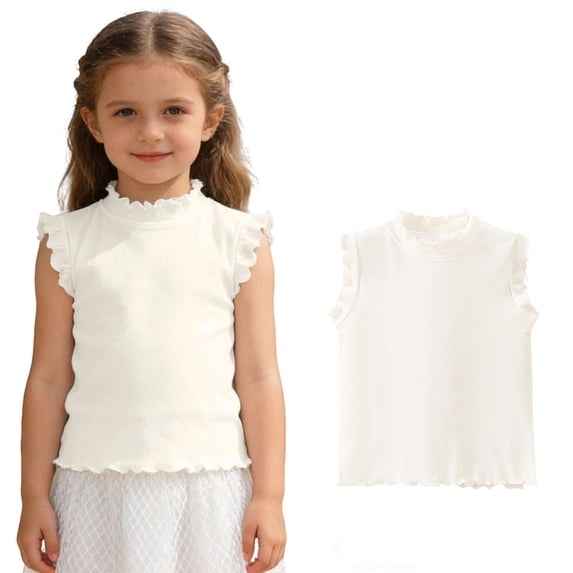 Girls Tank Tops Sleeveless Ruffle Shirts Cute Summer Casual Top Girls Shirts Size 7-8 Years