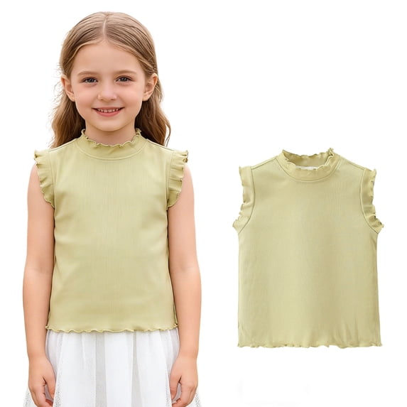 Girls Tank Tops Sleeveless Ruffle Shirts Cute Summer Casual Top Girls Shirts Size 7-8 Years