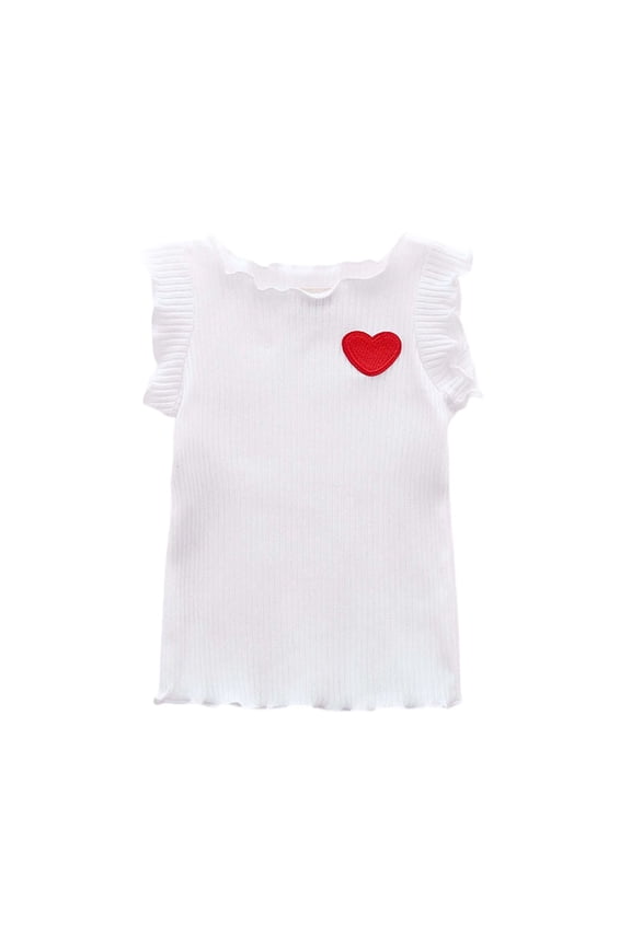 Girls Tank Tops Sleeveless Tank Top Casual Summer Tee Shirt Soft Blend Basic for Toddler Kids White 3 Years-4 Years