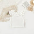 thumbnail image 1 of Girls Tank Tops Summer Baby Girl Flying Sleeve Top with Doll Collar Solid Color Baby T-shirt 6M-4Y, 1 of 3