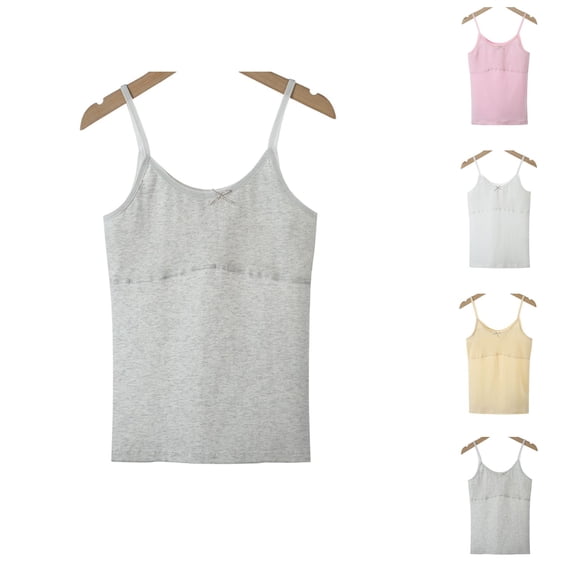 Girls Tank Tops Summer Cotton Spaghetti Strap Scoop Neck Sleeveless Undershirts Girls Camisole Training Bras 7-16 Years