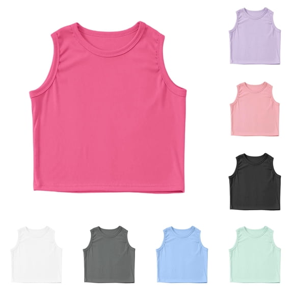 Girls Tank Tops Athletic Tank Ribbed Knit High Neck Crop Tops for Gym Yoga Net Camisole 14-15 Years