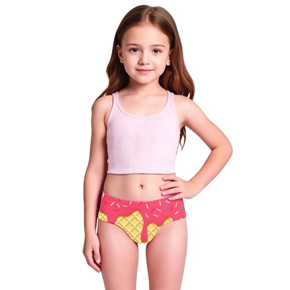 Girls Tankini Swimsuit 2 Piece Bathing Suits for Girls Sporty High Waist Printed Swim Tank Top with Shorts Ice Print Two Piece Swimsuit Swim Trunks For Kids Summer Beach Outdoor
