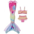 thumbnail image 1 of Girls Tankini Swimsuit 3 Piece Mermaid Bathing Suit Kids Ruffle Top with Shorts Fish Tail Set Swimwear #04 Pink & 8-9 Years, 1 of 8