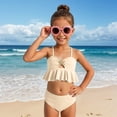 thumbnail image 1 of Girls Tankini Swimsuit Girl's Cute Two Piece Bikini Sets Ruffle Peplum Shell High Waisted Ribbed Swimsuit Textured Kids Tankini, 1 of 6