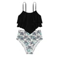 thumbnail image 1 of Girls Tankini Swimsuit Girl's Two Piece Bikini Sets Cut Out Ruffle Top High Waist Hipster Swimsuit, 1 of 3