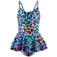 thumbnail image 1 of Girls Tankini Swimsuit Kids Girls' Color Gradient Leopard Print Swimsuit Quick Dry Sleeveless Monokini Swimwear Bathing Suits for Teens Light Blue 4 Years-5 Years, 1 of 4