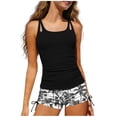 thumbnail image 1 of Girls Tankini Swimsuit Sleeveless Square Neck Ruched Bathing Suits Breathable Printed Swim Shorts Summer Beach Vacation Swimwear 7-16 Years, 1 of 6