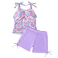 thumbnail image 1 of Girls Tankini Swimsuit with Shorts 9-16T Girls Tankini Swimsuits for Teens 2 Piece Padded Bathing Suit Drawstring Swimwear Set, 1 of 5