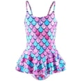 thumbnail image 1 of Girls One Piece Swimsuit Toddler Bathing Suit with Mermaid Scales Printed, Toddler Swimsuit Girl for Adjustable Age 4-5 Years, 1 of 9