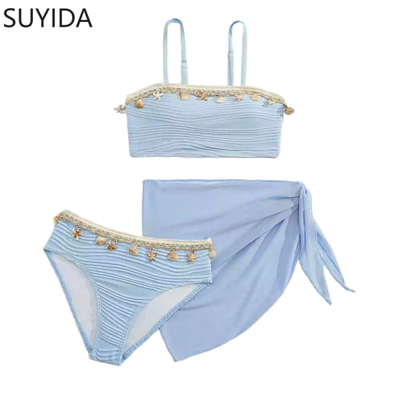 Girls Tankini Swimsuits 10-12 Cut Out Princess Bikini Set Adjustable Strap Girls Tankini Swimsuit 3pcs Contrast Bathing Suits for Girls