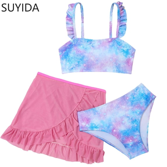 Girls Tankini Swimsuits 10-12 Cutout Bikini Sets Adjustable Straps Tankini with Shorts 3pcs Tropical Floral Bathing Suit for Girls