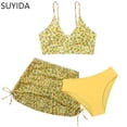 thumbnail image 1 of Girls Tankini Swimsuits 10-12 Rash Guard Bikini Sets Drawstring Tankini Set 3 Piece Tropical Printed Bathing Suit, 1 of 7