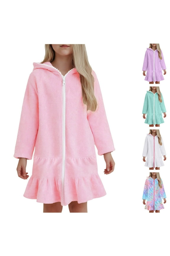 Girls Tankini Swimsuits 4-16 Girls Striped Swim Cover Up Beachwear Short Sleeve Zip Up Hooded Terry Swim Coverups One Piece Swimsuits Swimwear