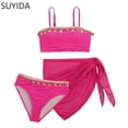 thumbnail image 1 of Girls Tankini Swimsuits 8-10 Cute Ruffle Bikini Sets Adjustable Straps Girls Swimwear Tankini 3 Pieces Ruched Color Block Girl Bathing Suit, 1 of 4