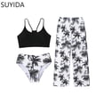 thumbnail image 1 of Girls Tankini Swimsuits 8-10 Rash Guard Bikini Set Adjustable Straps Tankini Sets 3pcs Hawaiian Girls Dress Up Clothes, 1 of 2