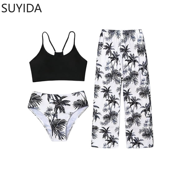 Girls Tankini Swimsuits 8-10 Rash Guard Bikini Set Adjustable Straps Tankini Sets 3pcs Hawaiian Girls Dress Up Clothes
