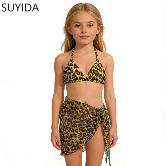 Girls Tankini Swimsuits 8-10 Ruched Side Girls' Bikini Sets Adjustable Straps Tankini for Girls 3pcs Cute Pattern Print Girls Bathing Suit size 12