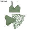 thumbnail image 1 of Girls Tankini Swimsuits Ruffle Bikini Set Adjustable Straps Tankini with Shorts 3 Piece Tropical Printed Girls Bathing Suits Size 7-8, 1 of 7