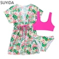thumbnail image 1 of Girls Tankini Swimsuits Size 10-12 Ruffle Modest Bikini Adjustable Strap Girls Tankini Swimsuit 3 Piece Color Block Girl Bathing Suit, 1 of 6