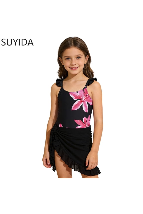 Girls Tankini Swimsuits Size 10 Cut Out Princess Bikini Set Tie-Straps Tankini Sets 3 Piece Hawaiian Bathing Suit