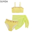 thumbnail image 1 of Girls Tankini Swimsuits Size 10 Cute Ruffle Bikini Set Spaghetti Strap Tankini Sets 3-Piece Contrast Trim Girls Bathing Suits Size 14-16, 1 of 4