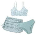 thumbnail image 1 of Girls Tankini Swimsuits Size 10 Ribbed Bikini Sets for Girls 16-18 Adjustable Straps Tankini for Girls 3 Pieces Ruched Color Block Girls Bathing Suit&nbsp;cover Up, 1 of 6
